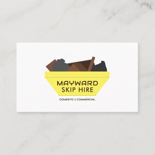 Gele rubber Skip Design, Skip/Dumpster Company Visitekaartje (Voorkant)
