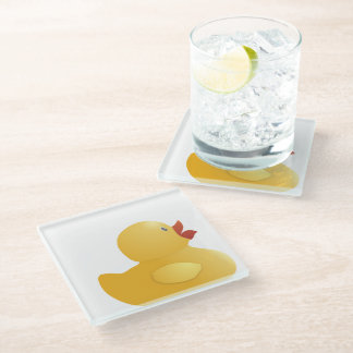 Gele rubberduck glazen onderzetter