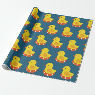 gele rubbereend naadloos patroon. illus cadeaupapier