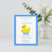 gele rubbereend verjaardagsfeestdag kaart (Staand voorkant)