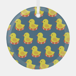 Gele rubberen eend, schattig, naadloos patroon. glas ornament