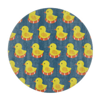 Gele rubberen eend, schattig, naadloos patroon. snijplank