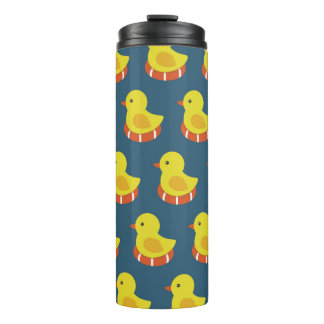 Gele rubberen eend, schattig, naadloos patroon. thermosbeker