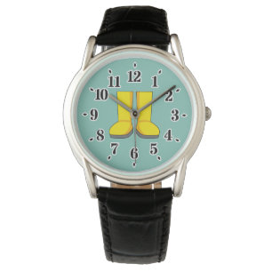 Gele rubberen regenlaarzen horloge