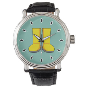 Gele rubberen regenlaarzen horloge
