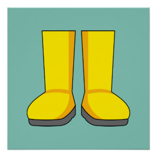 Gele rubberen regenlaarzen perfect poster