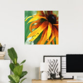 Gele Rudbeckia Flower Macro Abstract Poster (Thuiskantoor)
