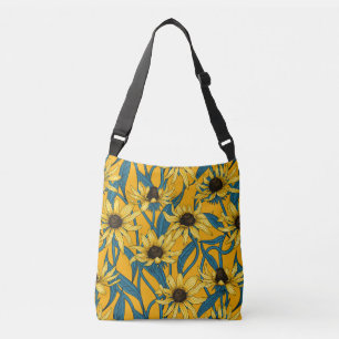 Gele Rudbekia op geel Crossbody Tas