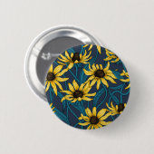Gele Rudbekia op marine Ronde Button 5,7 Cm (Voorkant /achterkant)
