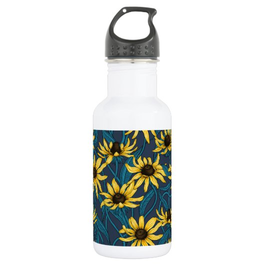 Gele Rudbekia op marine Waterfles (Voorkant)