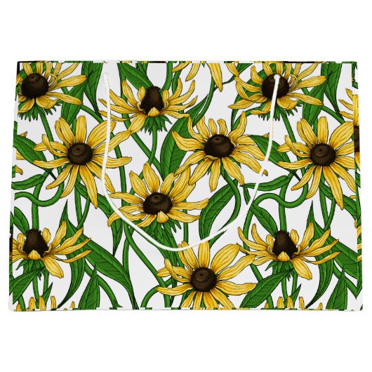 Gele Rudbekia op wit Groot Cadeauzakje (Voorkant)