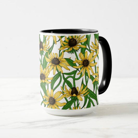 Gele Rudbekia op wit Mok (Voorkant rechts)