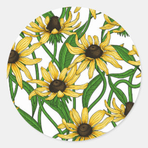 Gele Rudbekia op wit Ronde Sticker