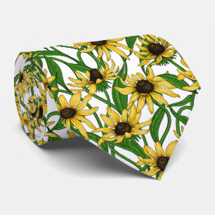Gele Rudbekia op wit Stropdas