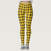 Gele rustieke Buffalo Plaid Lumberjack Check Leggings (Voorkant)