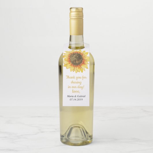 Gele Rustieke zonnebloem. Land bruiloft Flessenhanger (Op fles)