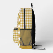 Gele Saffraan Mustard Gingham monogrammed Bedrukte Rugzak (Rechts)