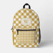Gele Saffraan Mustard Gingham monogrammed Bedrukte Rugzak (Voorkant)