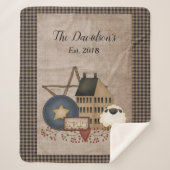 Gele Saltbox House - Vereenvoudig primitief land Sherpa Deken (Voorkant)