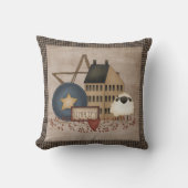 Gele Saltbox House - Vereenvoudigen - Primitief la Kussen (Voorkant)