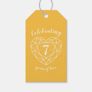 Gele Sapphire 7e trouwdag hart Cadeaulabel