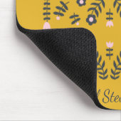 Gele Scandinavische Folk Flower Personalized Muismat (Hoek)