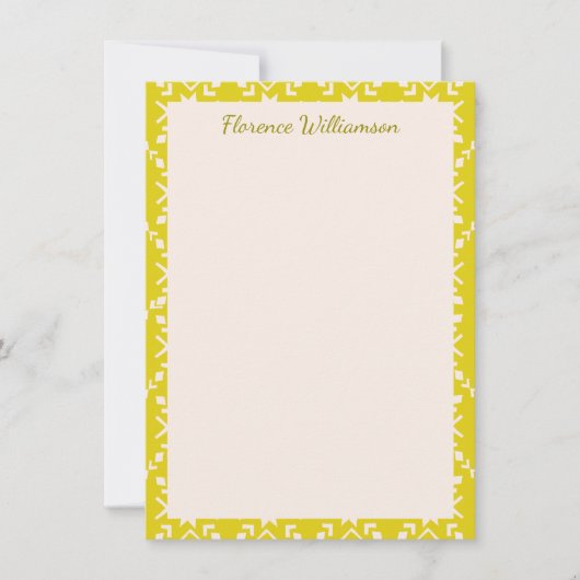 Gele Scandinavische Folk Geometric Personalized Bedankkaart (Voorkant)