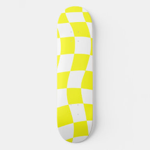 Gele Schaakbordpatroon Skateboard