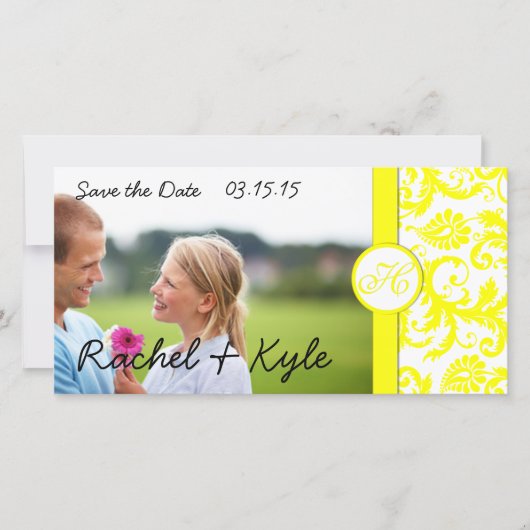 Gele schade Sla de datum op Save The Date (Voorkant)