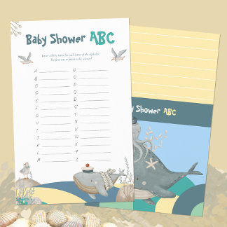 Gele Scheepvaart Walvis Baby Shower ABC Namen Spel