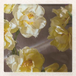 Gele schilderachtige tulp foto glazen onderzetter