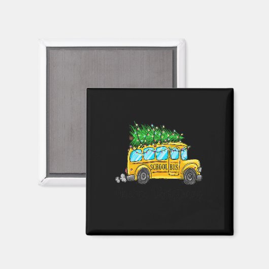 Gele School Bus Kerstmis Lichte Boom Driver Paja Magneet (Voorkant / Achterkant)