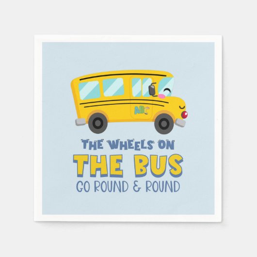 Gele schoolbus 1e verjaardag servet (Voorkant)