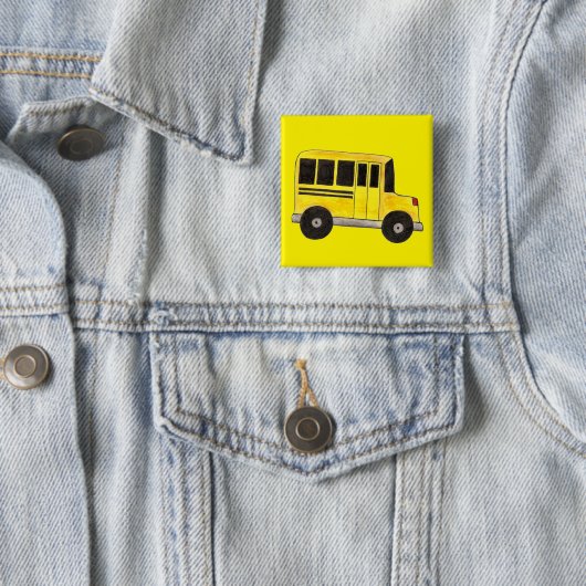 Gele schoolbus Bussen Stuurleraar Onderwijs Vierkante Button 5,1 Cm (In situ)