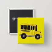 Gele schoolbus Bussen Stuurleraar Onderwijs Vierkante Button 5,1 Cm (Voorkant /achterkant)