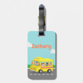 Gele schoolbus en gelukkig Kinder Bagagelabel (Achterkant verticaal)