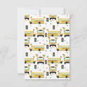 Gele schoolbus feestje kinderen naam bedankkaart (Achterkant)