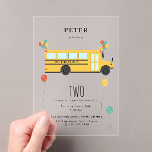 Gele schoolbus Kids Verjaardagsfeestje Acryl Uitnodigingen