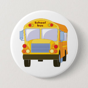 Gele schoolbus knop ronde button 7,6 cm