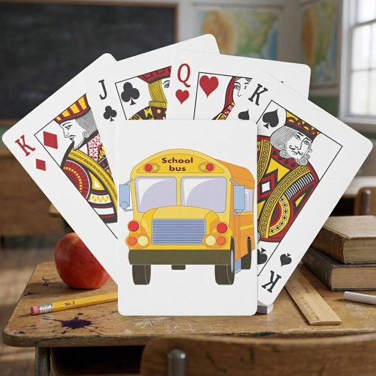 Gele schoolbus speelkaarten