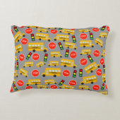 Gele schoolbus Stop Sign Traffic Lights Patroon Accent Kussen (Achterkant)