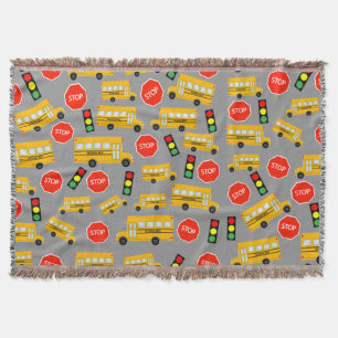Gele schoolbus Stop Sign Traffic Lights Patroon Deken