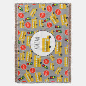 Gele schoolbus Stop Sign Traffic Lights Patroon Deken (Voorkant Verticaal)