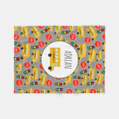 Gele schoolbus Stop Sign Traffic Lights Patroon Fleece Deken (Voorkant (Horizontaal))