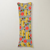 Gele schoolbus Stop Sign Traffic Lights Patroon Lichaamskussen (Voorkant Verticaal)