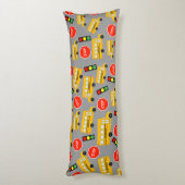 Gele schoolbus Stop Sign Traffic Lights Patroon Lichaamskussen (Achterkant (Verticaal))
