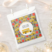 Gele schoolbus stoppen verkeerslicht bedankzakje (Geknipt)