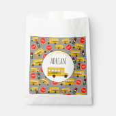 Gele schoolbus stoppen verkeerslicht bedankzakje (Voorkant)