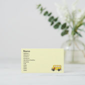 Gele schoolbus visitekaartje (Staand voorkant)