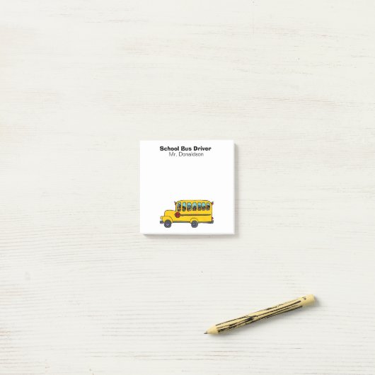 Gele schoolbuswaardering 3x3 post-it® notes (Op bureau)